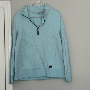L.L. Bean Light Blue Quilted Half-Zip Turtleneck Pullover